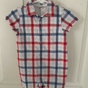 Janie and Jack Red, Blue and White Plaid Short-Sleeve One-Piece